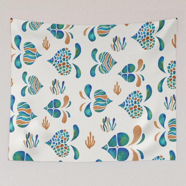 Item preview, Cute abstract fish with metallic copper accents designed and sold by FantomFifi.