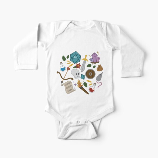 Dungeons and Dragons trinkets Long Sleeve Baby One-Piece