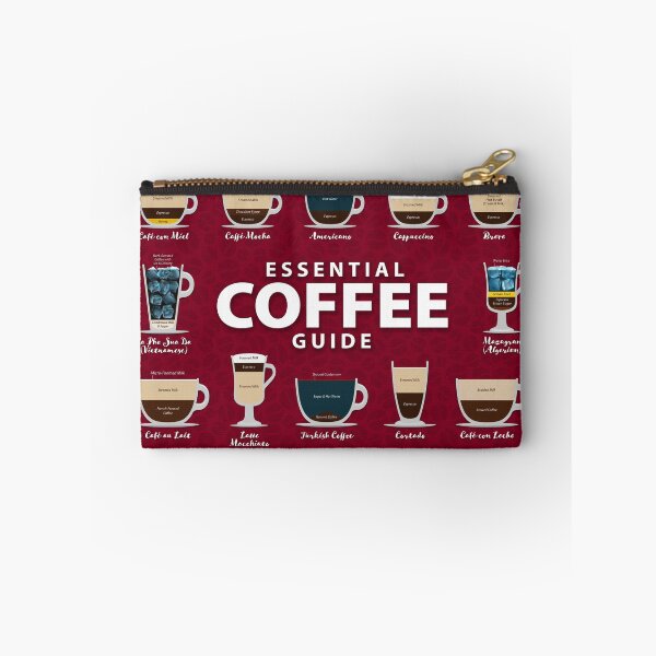 Item preview, Carmine Burgundy Colored Background Types of Coffee Chart designed and sold by Coffee-Meme.
