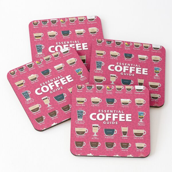 Item preview, Cerise Pink Colored Background Types of Coffee Chart designed and sold by Coffee-Meme.