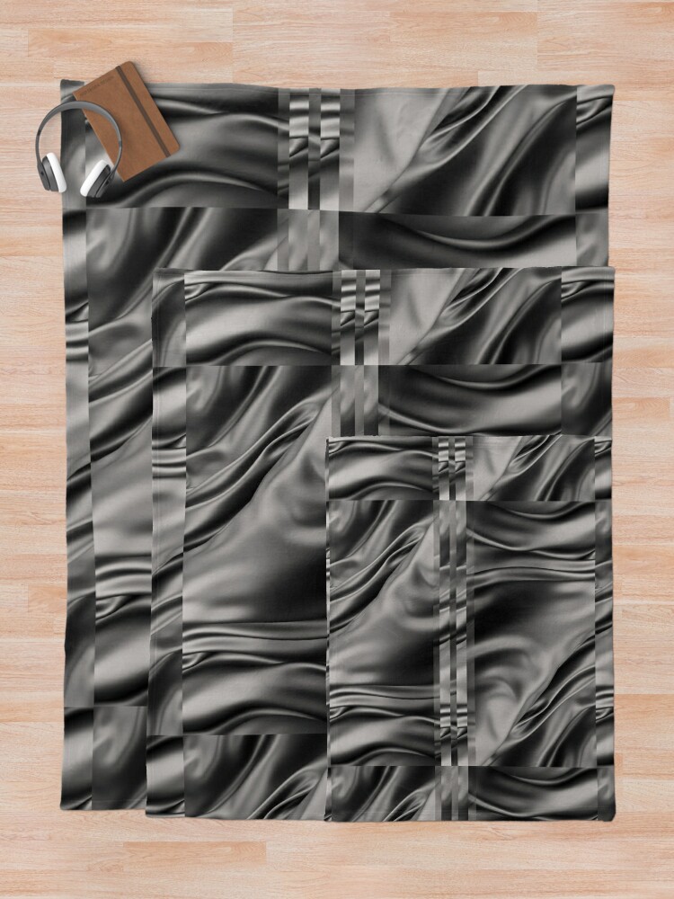 Dark Gray Black Abstract Swirls Wavy Spiral Textures Silk Satin