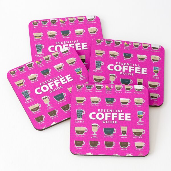 Item preview, Magenta Rose Colored Background Types of Coffee Chart designed and sold by Coffee-Meme.