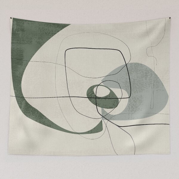 Item preview, Minimalist Abstract Art Shapes - Scribbles Hunter Green 2 designed and sold by simplydesignart.