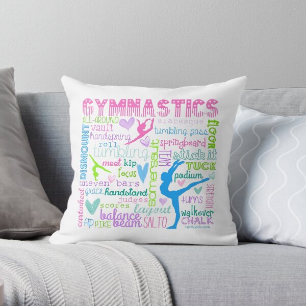 Gymnastics Typography in Pastels Throw Pillow
