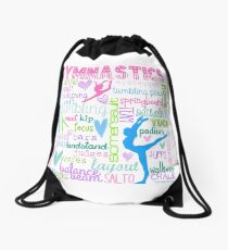 Gymnastics Typography in Pastels Drawstring Bag