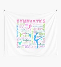 Gymnastics Typography in Pastels Wall Tapestry