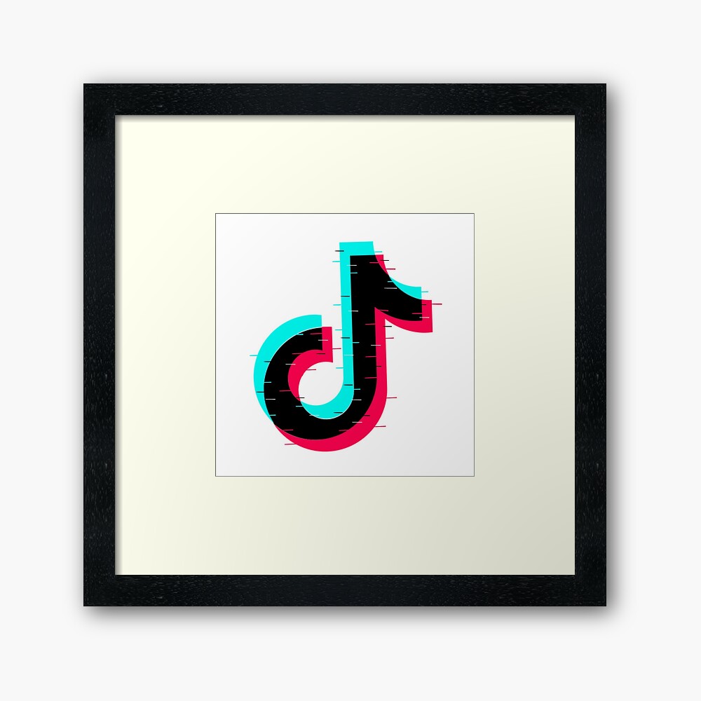 Glitchy Tiktok Logo White Background Mounted Print By Oceansunflowers Redbubble