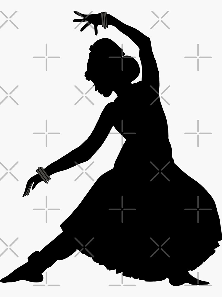 "classical Indian dancer silhouette " Sticker for Sale by mahimam13