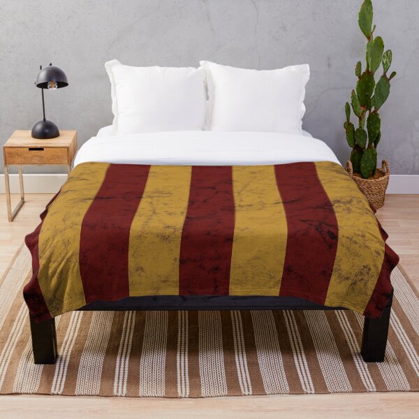 Vintage Red and Gold Geometric Striped Pattern Throw Blanket