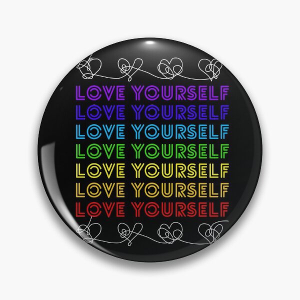 Love yourself rainbow hearts design Pin