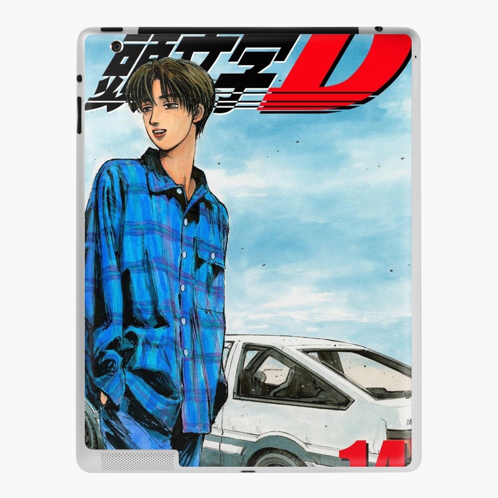 Initial D Anime Manga Cover Car Japanese Printed Cotton Men's T