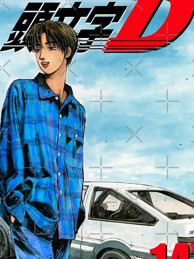 Initial D Anime Manga Cover Car Japanese Printed Cotton Men's T