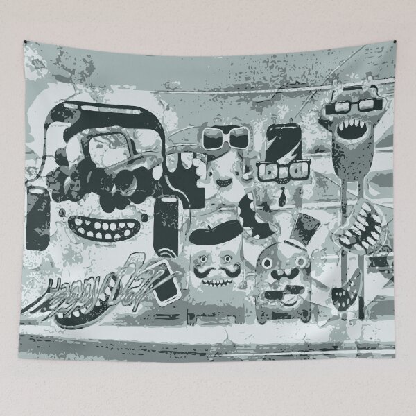 Item preview, Happy monsters in gray designed and sold by harietteh.
