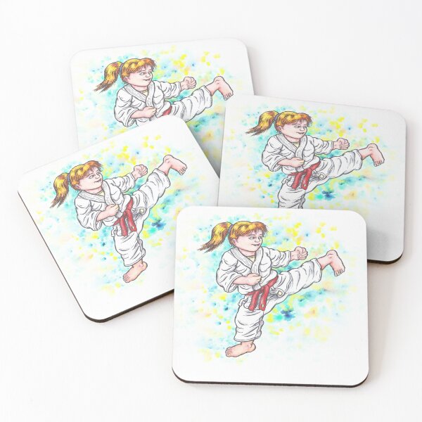 Item preview, Watercolor Watercolour Painting Karate Kids high kicking girl designed and sold by Jonah Augustin Gray.