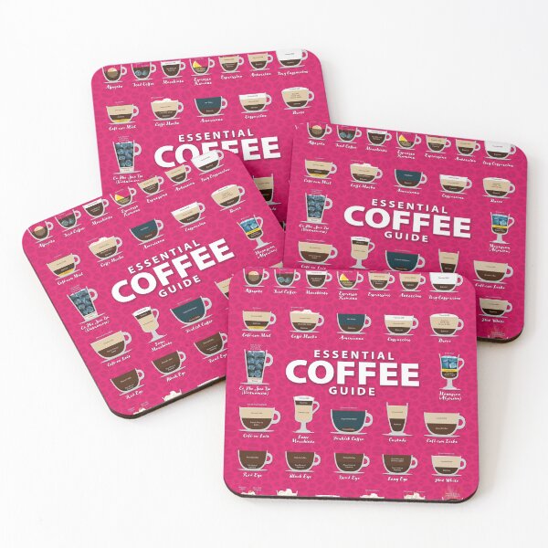 Item preview, Ruby Blush Colored Background Types of Coffee Chart designed and sold by Coffee-Meme.