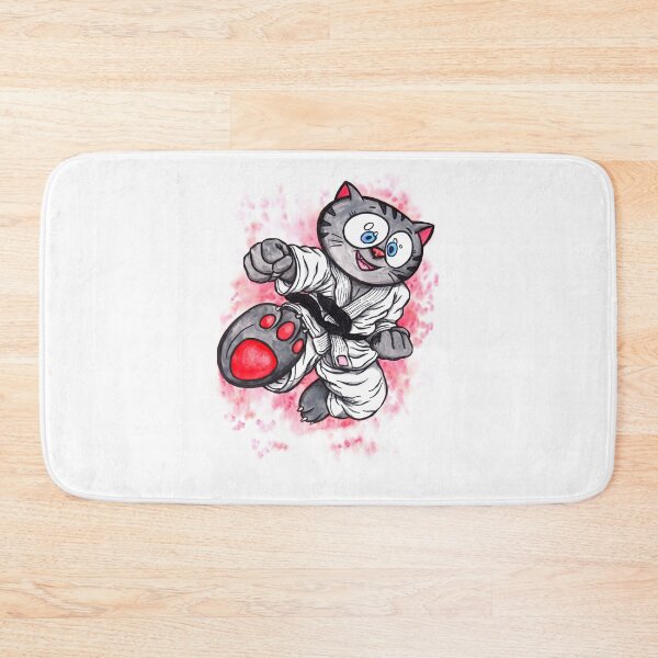 Item preview, Watercolor Watercolour Illustration Karate Kitten flying leaping kick  designed and sold by Jonah Augustin Gray.