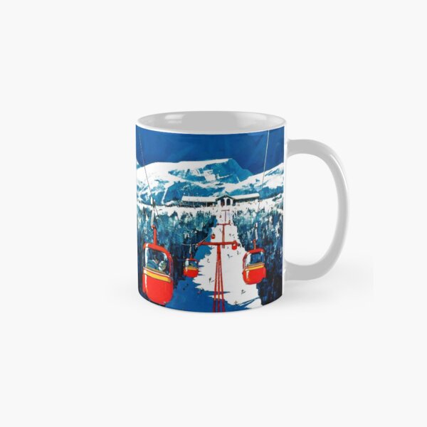 Vintage Stowe gondola winter travel ski poster Classic Mug