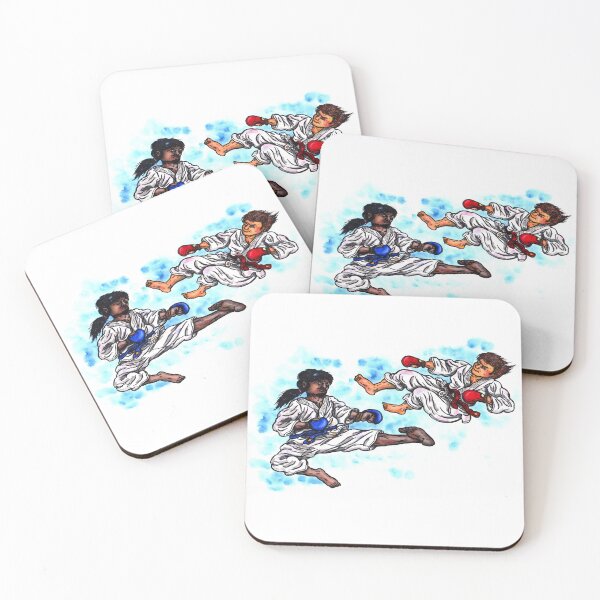 Item preview, waterclor watercolour illustration karate men fighting tournament battle designed and sold by Jonah Augustin Gray.