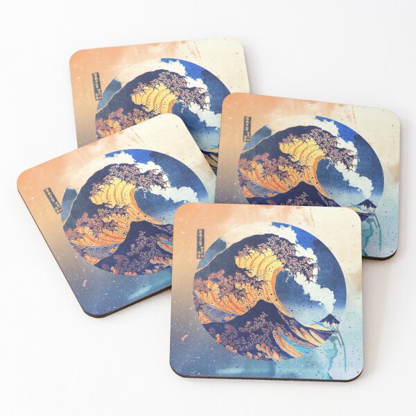 Item preview, Great Wave Off Kanagawa Mount Fuji Eruption with Gradient Background designed and sold by anthonylonder.