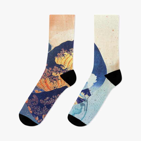 Item preview, Great Wave Off Kanagawa Mount Fuji Eruption with Gradient Background designed and sold by anthonylonder.