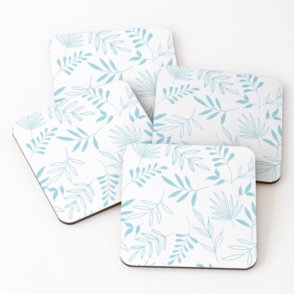 Item preview, Light blue leaves in white background pattern designed and sold by Emkute.