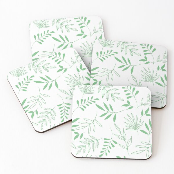 Item preview, Light green leaves in white background pattern designed and sold by Emkute.