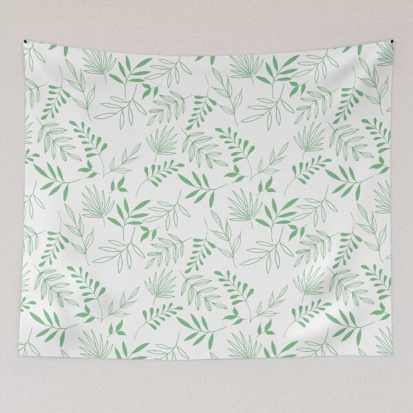 Item preview, Light green leaves in white background pattern designed and sold by Emkute.