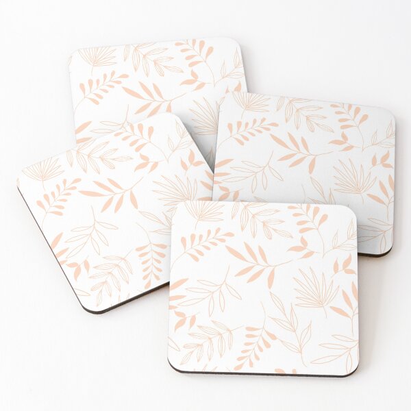 Item preview, Light pink leaves in white background pattern designed and sold by Emkute.
