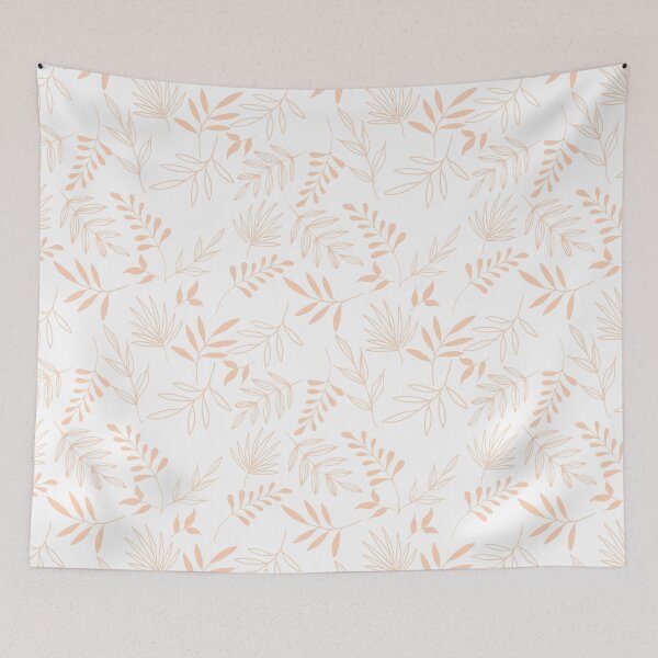 Item preview, Light pink leaves in white background pattern designed and sold by Emkute.