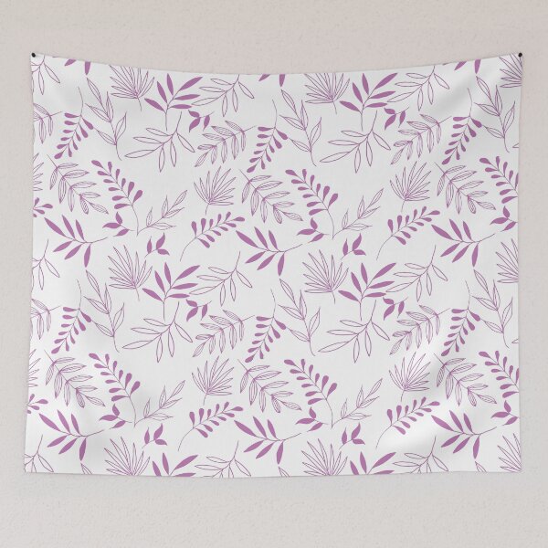 Item preview, Light purple leaves in white background pattern designed and sold by Emkute.