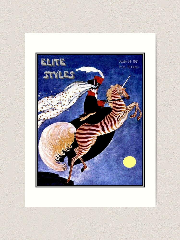ELITE STYLES : Vintage 1921 Lady Riding a Zebra Unicorn Magazine