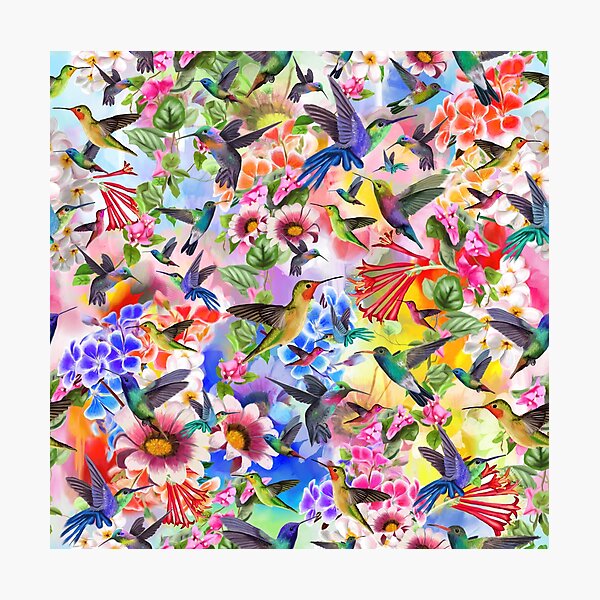 Item preview, Watercolor Humming Birds and Flowers designed and sold by 99stars.