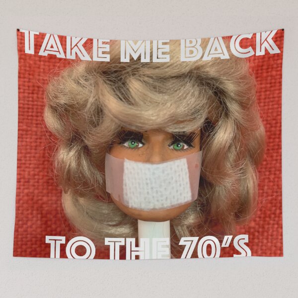 Item preview, Farrah Doll Head Covid 19 "TAKE ME BACK TO THE 70'S Red designed and sold by IamRaym.