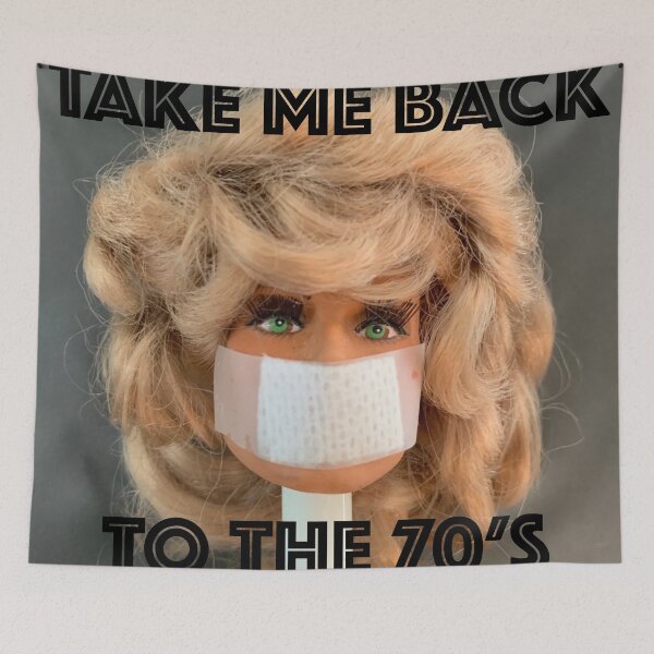 Item preview, Farrah Doll Head Covid 19 "TAKE ME BACK TO THE 70'S Black designed and sold by IamRaym.