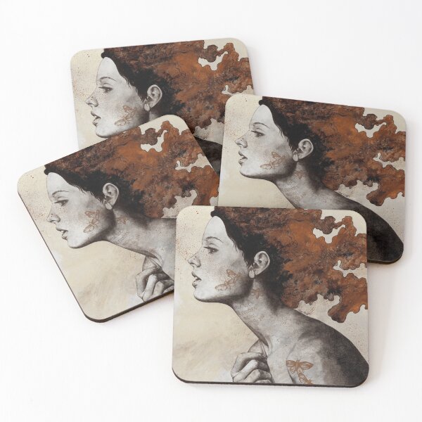Item preview, Moral Eclipse I: Rust | moth tattoo woman portrait designed and sold by Marco Paludet.