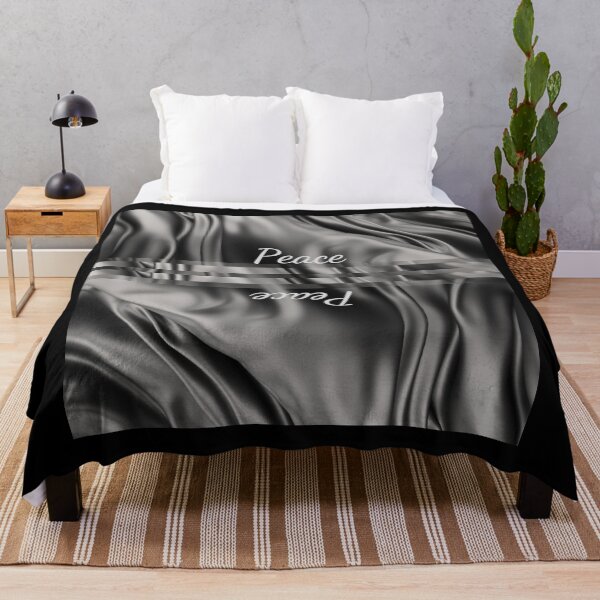 Item preview, Peace Sayings Words Quotes Abstract Black Gray Swirls Wavy Satin Silk designed and sold by NoGrayDays1.