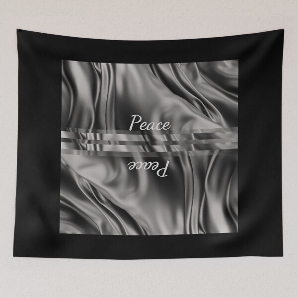 Item preview, Peace Sayings Words Quotes Abstract Black Gray Swirls Wavy Satin Silk  designed and sold by NoGrayDays1.