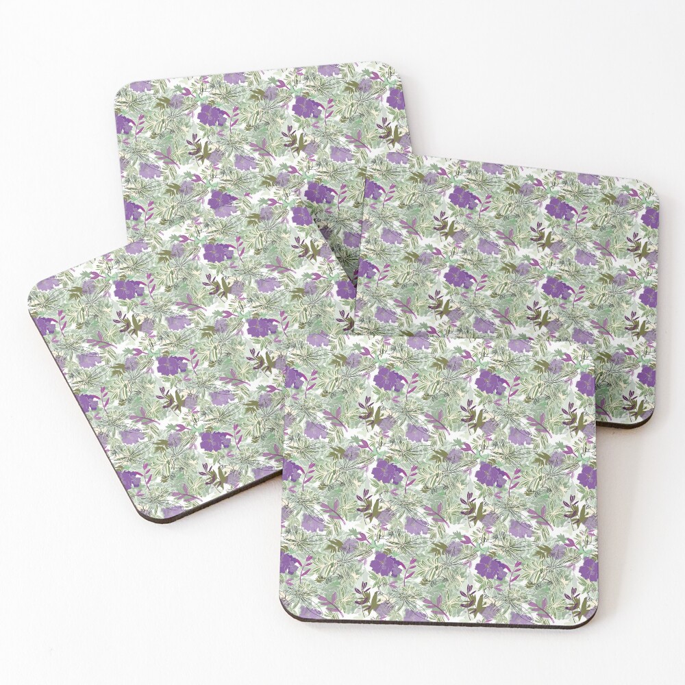 Purple flower Coasters (Set of 4)