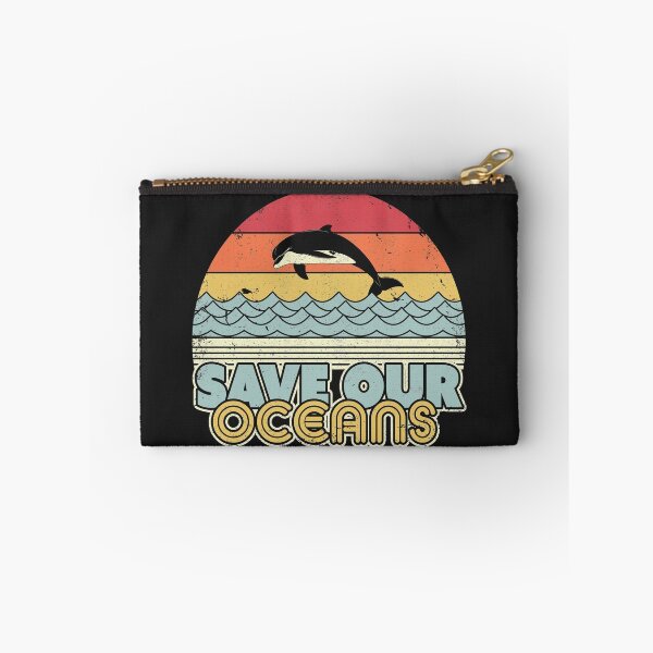 Item preview, Save Our Oceans, Dolphin Print. Retro Style Climate Change Graphic designed and sold by PackAPunch.