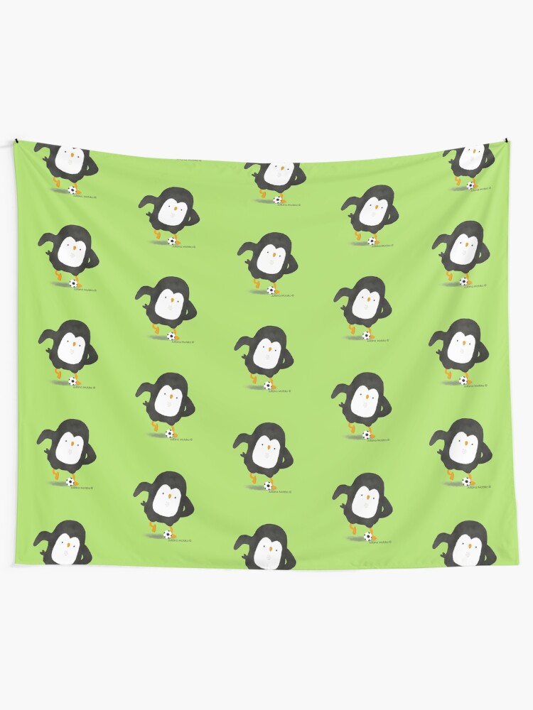 Alternate view of Football Penguin Player Tapestry