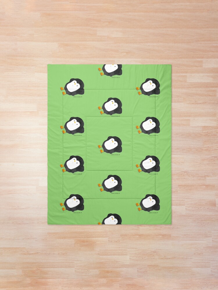 Alternate view of Penguin Laying on the grass Comforter