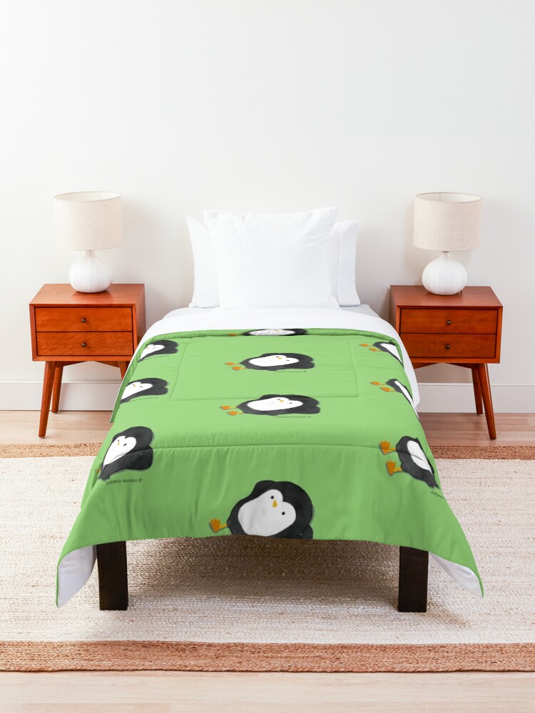 Alternate view of Penguin Laying on the grass Comforter
