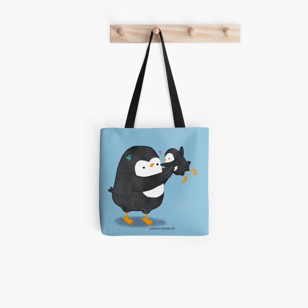 Penguin Mom and Penguin Kid Tote Bag
