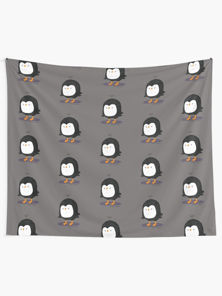 Alternate view of Grumpy Penguin 3 Tapestry