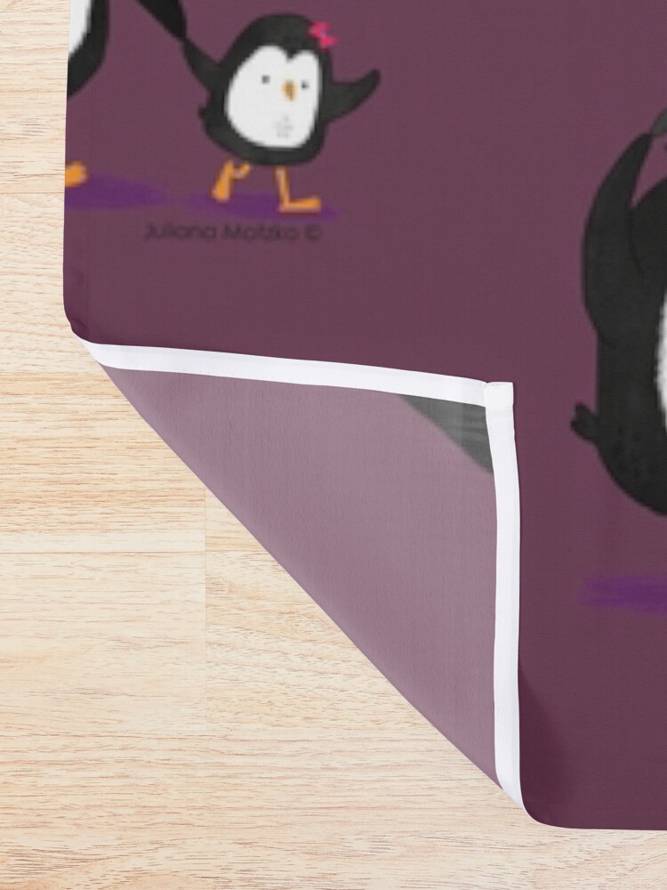Alternate view of Dad Penguin with his daughter and son penguins Shower Curtain