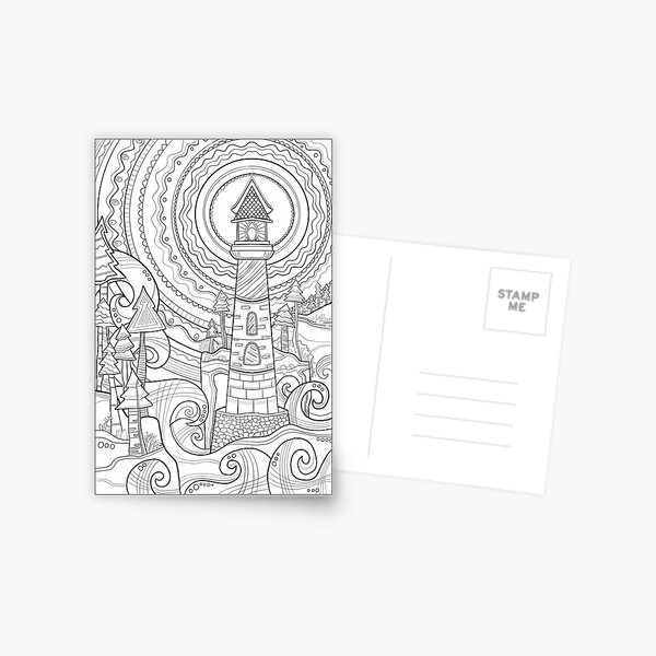 Lighthouse Coloring Art - Doodle Art Alley Poster Postcard