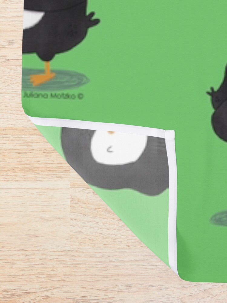 Alternate view of Dad Penguin with his daughter penguin Shower Curtain
