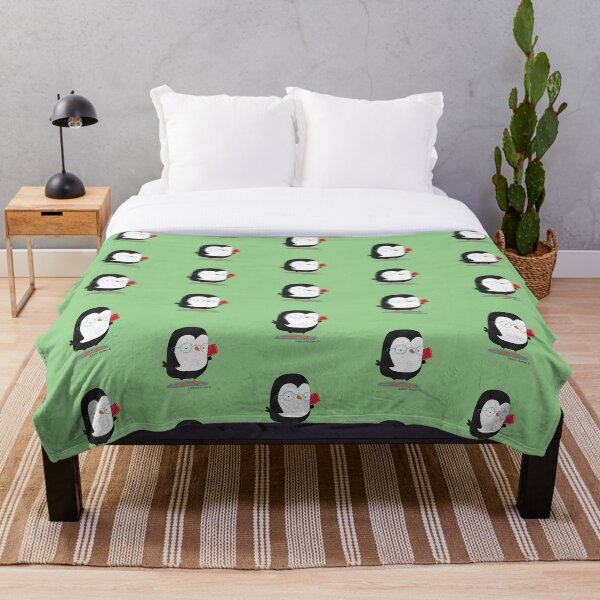 Nerd Penguin Throw Blanket