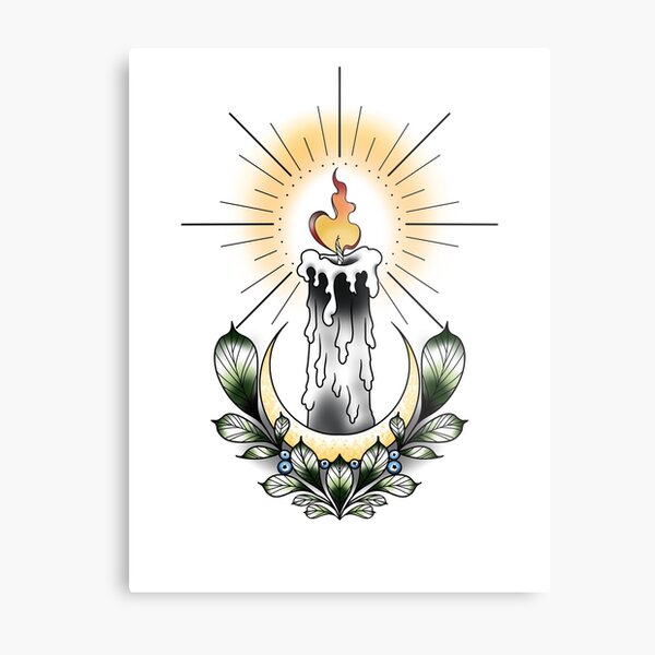 Candle and Blueberries Metal Print