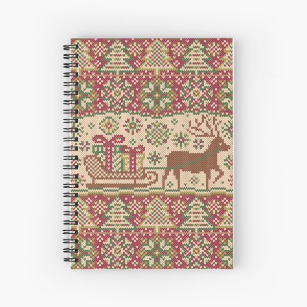 Knitted pattern with reindeer red/green Cahier à spirale